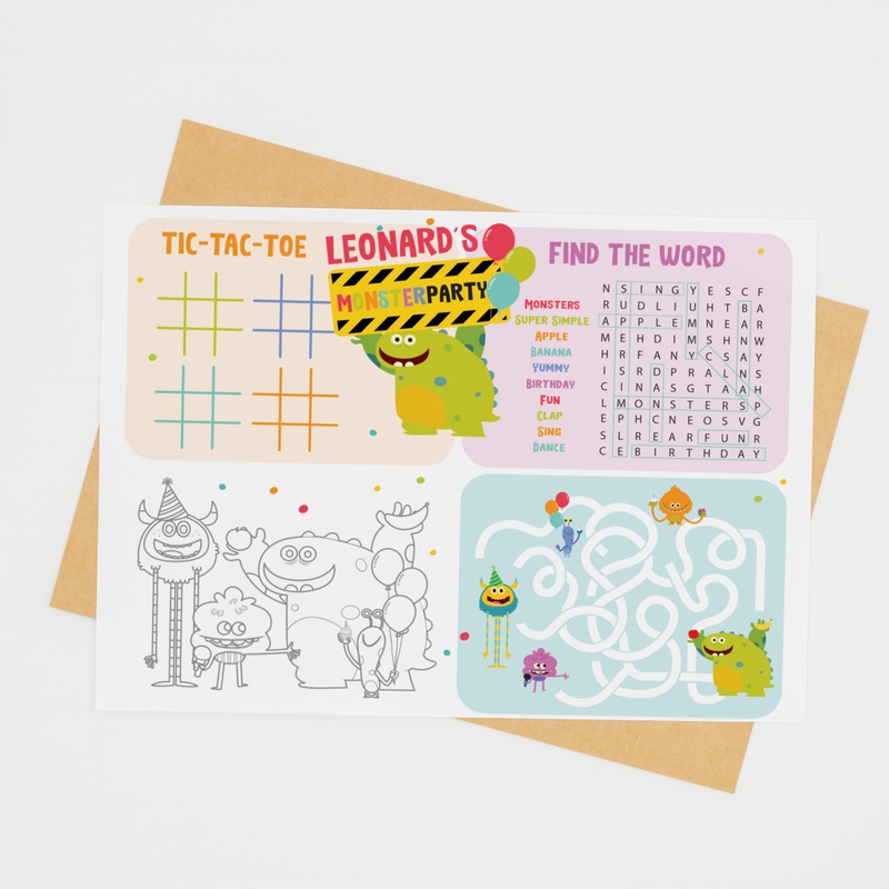 Super Simple Monsters Activity Placemat