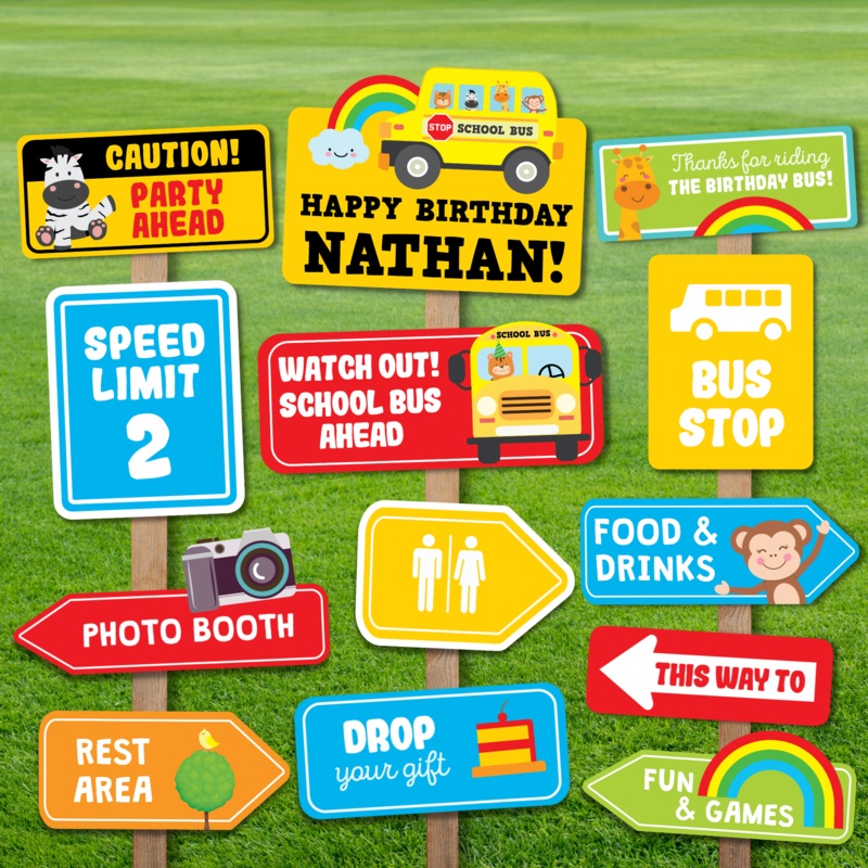 Wheels on the Bus Directional Signs