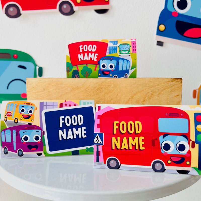 Wheels on the Bus Go Round Food Labels