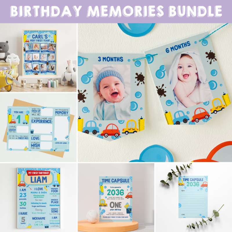 Car Wash Birthday Milestones Bundle