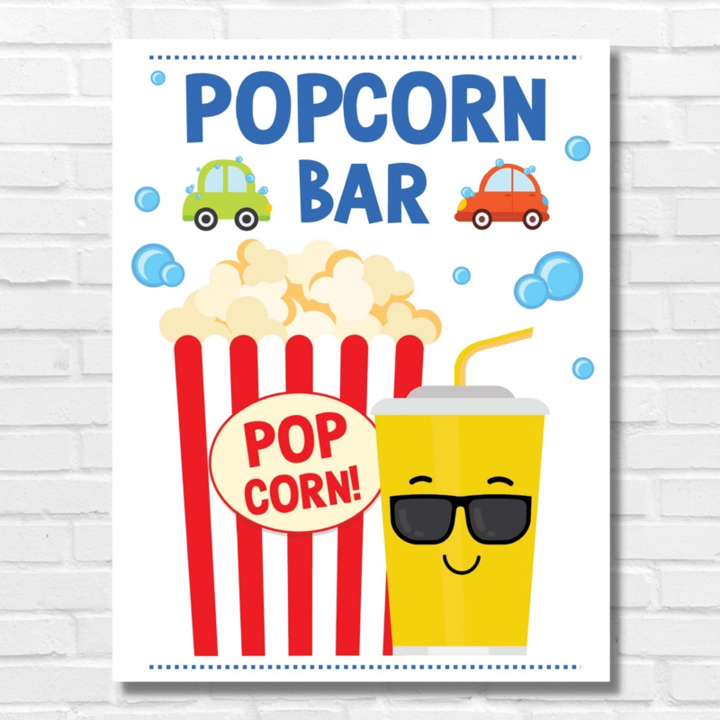 Car Wash Popcorn Party Sign