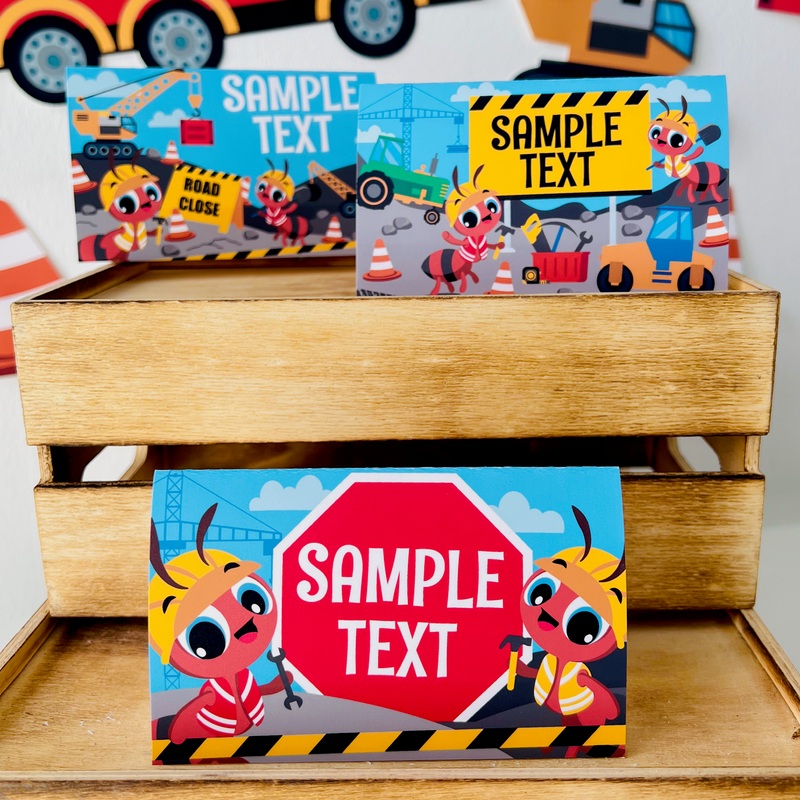 Construction Trucks Food Labels Printable