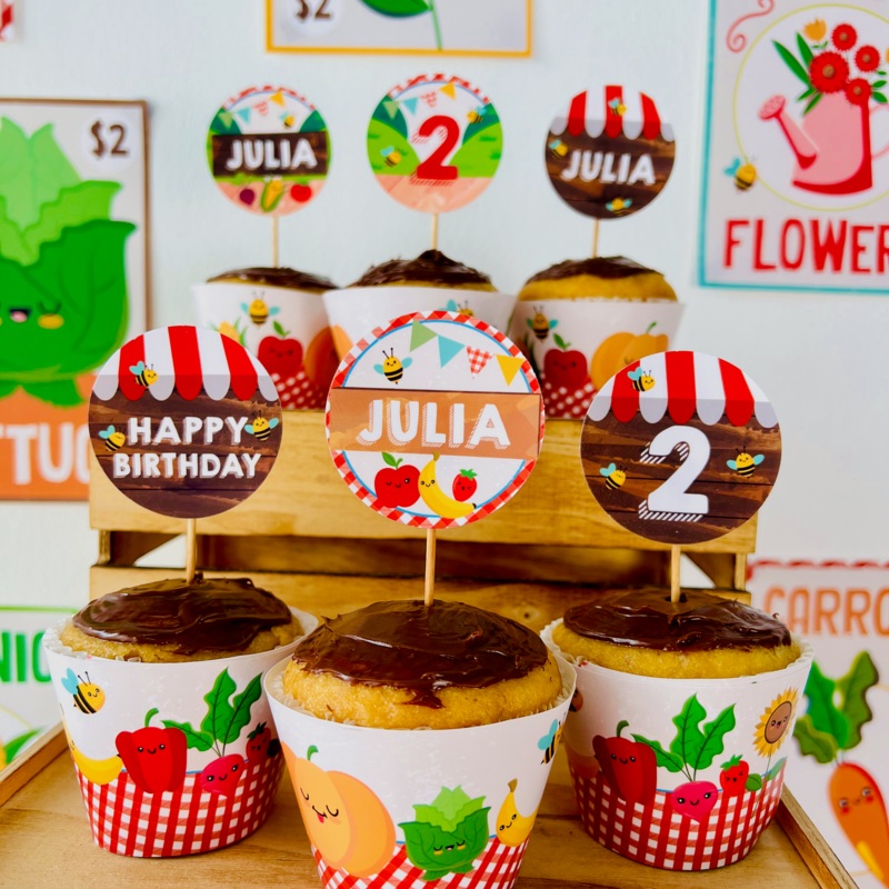 Farmers Market Cupcake Toppers Set