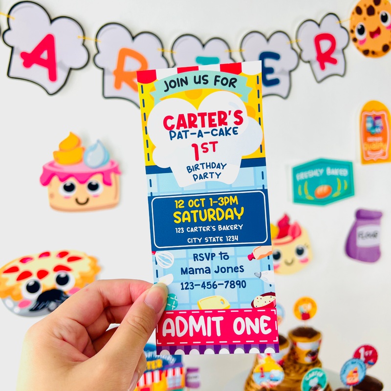 Pat A Cake Ticket Invitation