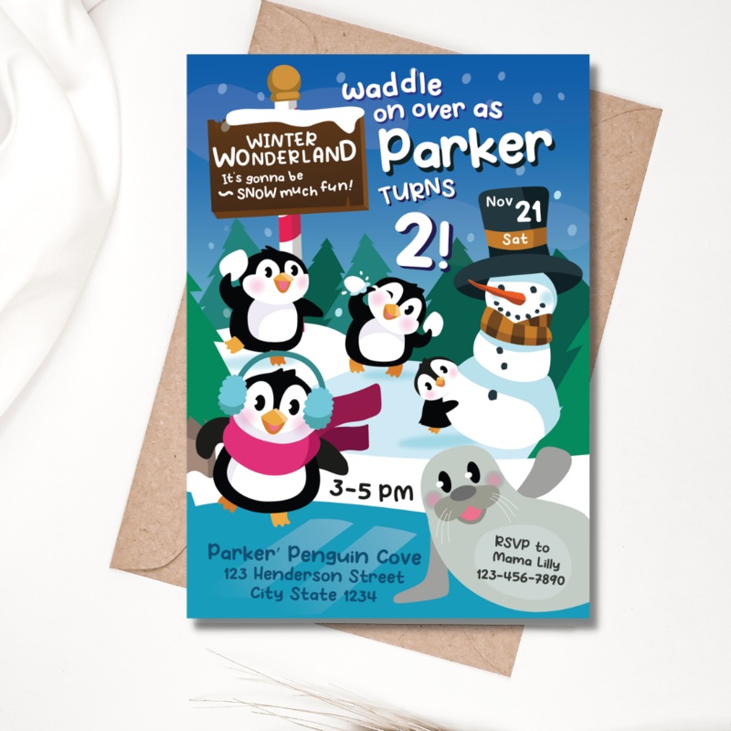 Penguin Wonderland Invitation