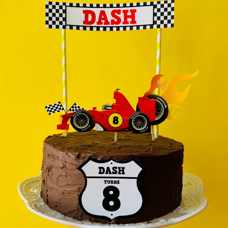 Race Car Birthday Cake Topper