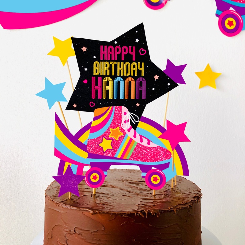 Roller Skating Birthday Cake Topper