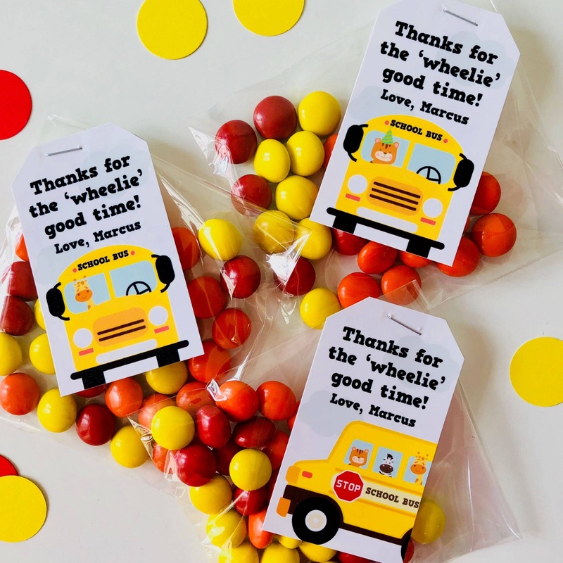 Wheels on the Bus Favor Tags Printable