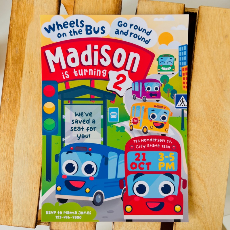 Wheels on the Bus Invitation