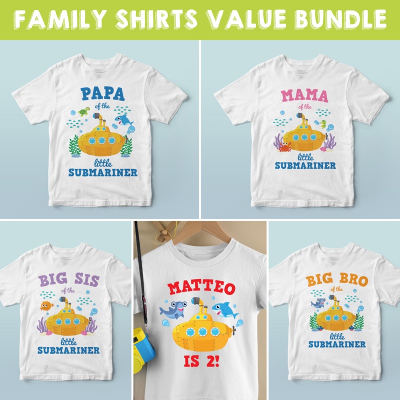Yellow Submarine Birthday Shirt Designs Family Bundle