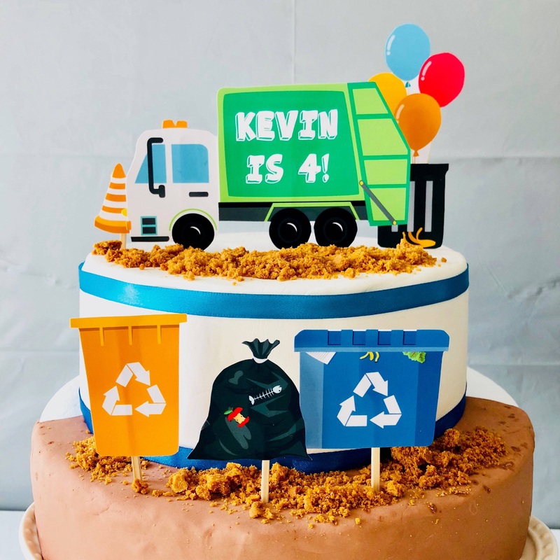 Garbage Truck Birthday Cake Topper