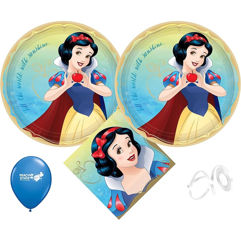 Princess Snow White Birthday Party Supplies Pack with Snow White Plates and Snow White Napkins for 16 Guests
