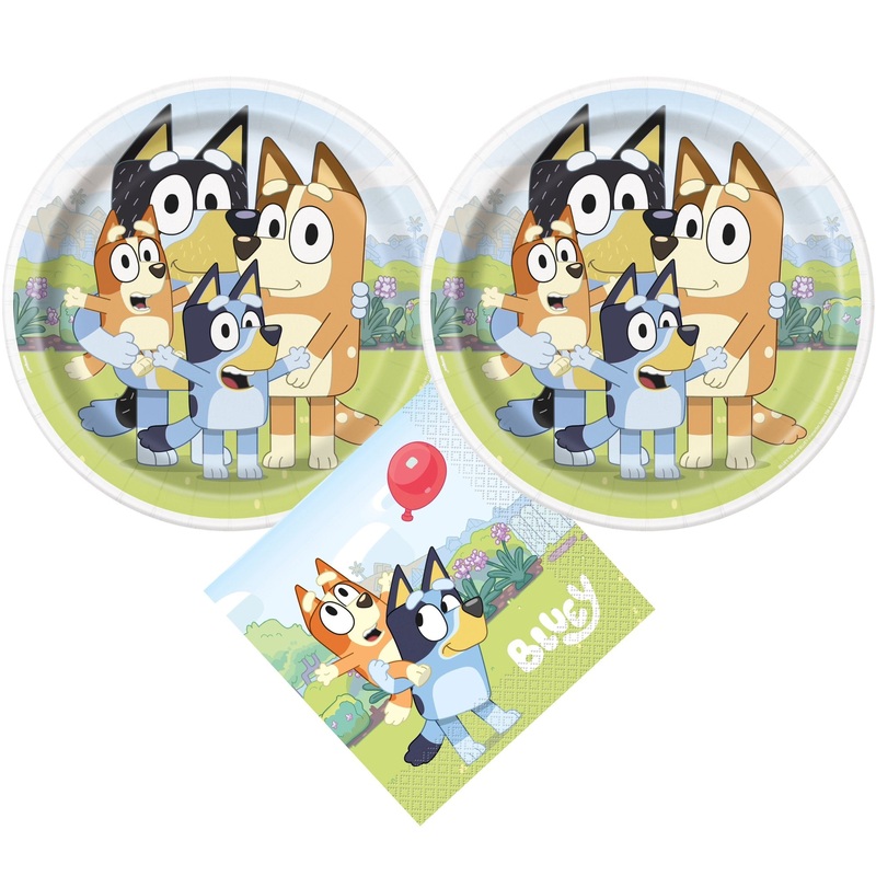 Bluey Birthday Party Supplies Bundle with Bluey Dinner Plates and Bluey Napkins - Serves 16