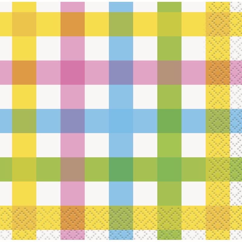 Colorful Plaid Easter Beverage Napkins  - 24ct