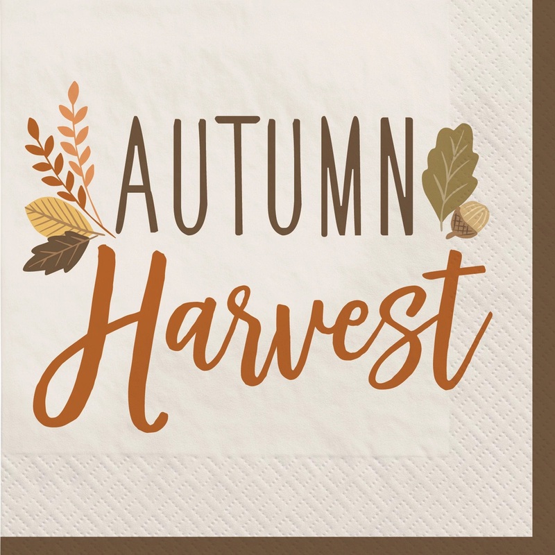 Golden Autumn Beverage Napkins - 16ct