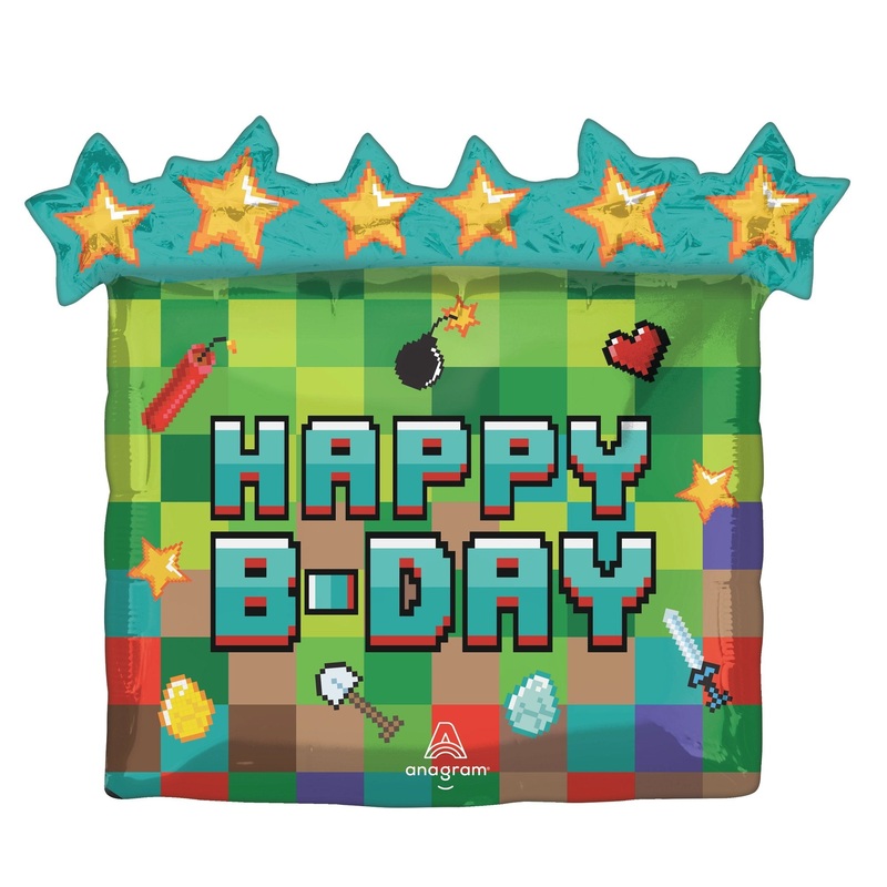 Pixel Party / Mining Party Giant Foil Balloon - 25" x 23"