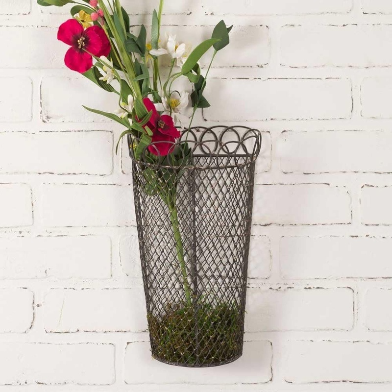 Rustic Metal Mesh Wall Basket - 12" x 7" x 4.75"
