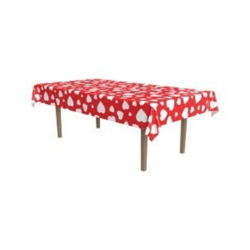 Beistle Hearts Plastic Table Cover -54" x 108"