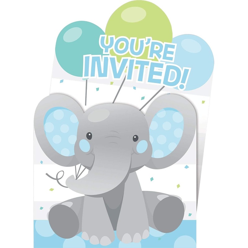 Enchanting Elephants Boy Invitations - 8ct