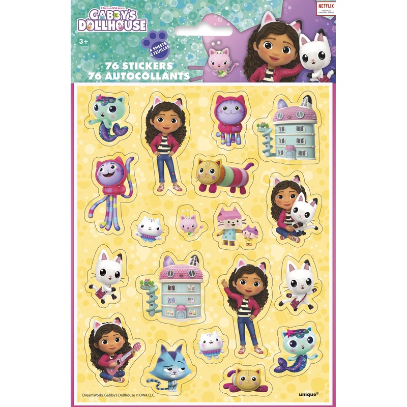 Gabby's Dollhouse Sticker Sheets - 4 sheets (76 stickers)