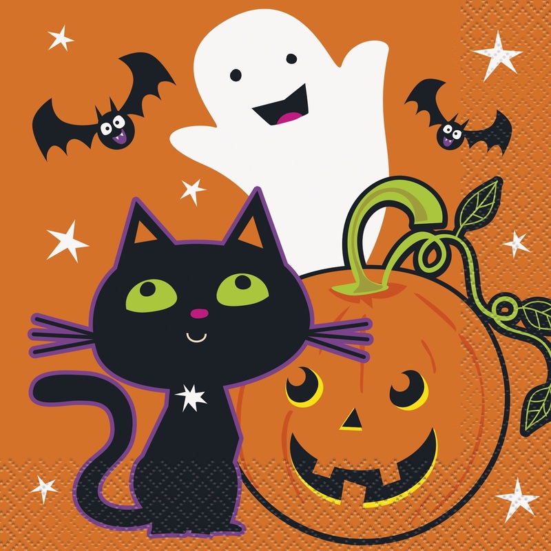 Halloween Cat & Pumpkin Luncheon Napkins - 16ct