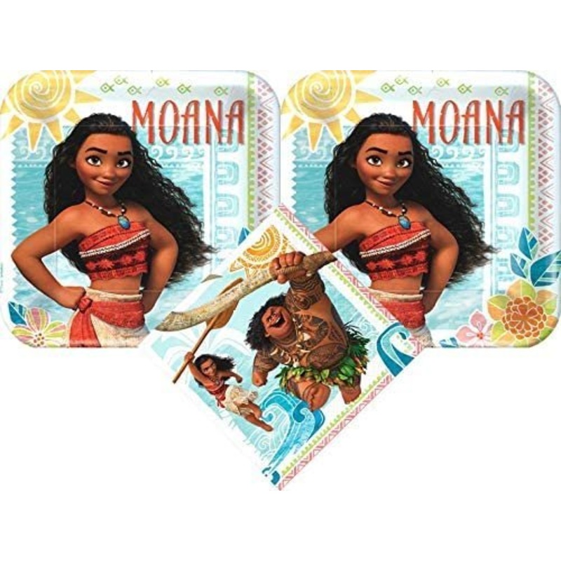 Moana Party Supplies Pack with Plates and Napkins for 16 Guests