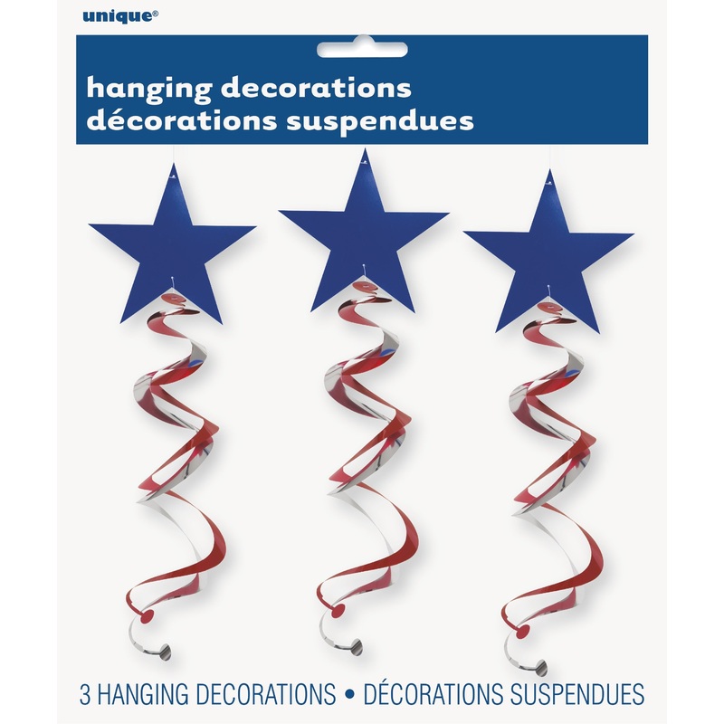 Patriotic Double Hanging Swirl Decorations  26" - 3ct