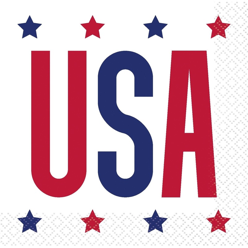 Peppy Patriotic USA Beverage Napkins - 16ct