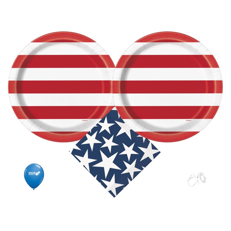 Stars and Stripes Patriotic 4th of July Party Supplies Pack | Stars and Stripes Plates | Stars and Stripes Napkins | Patriotic Plates | Patriotic Napkins