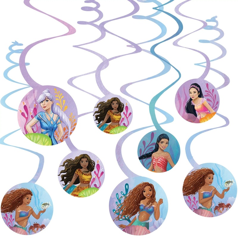 The Little Mermaid Spiral Decorations - 12ct