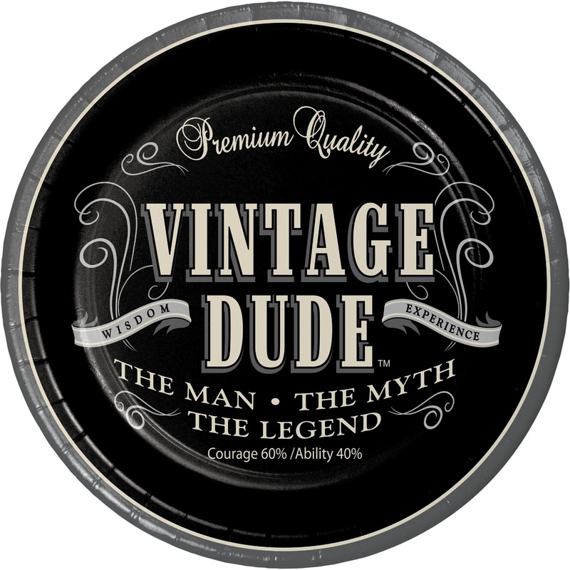Vintage Dude 7" Round Paper Plates - 8ct