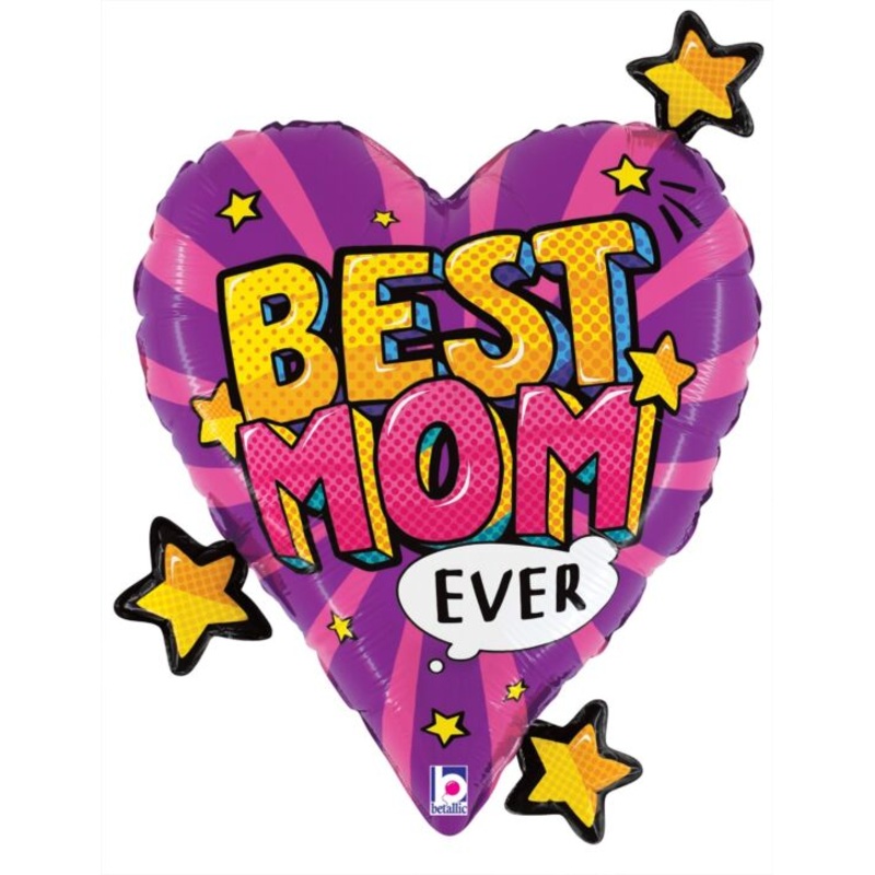 Best Mom Ever Comic Heart Foil Balloon 25Inches