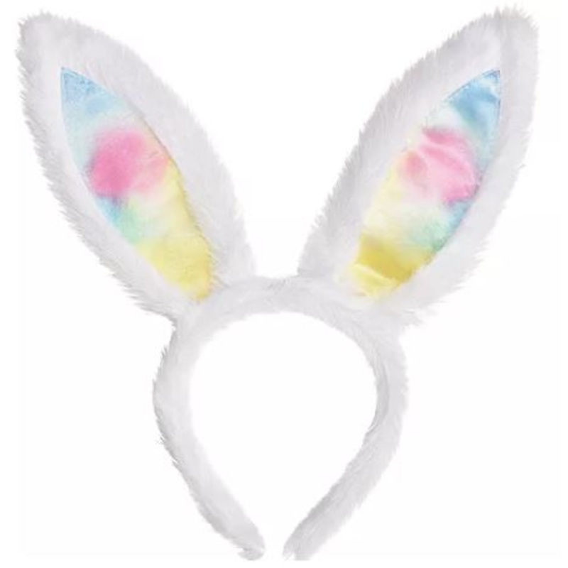 Easter Rainbow Plush Bunny Ears Headband Kid Size