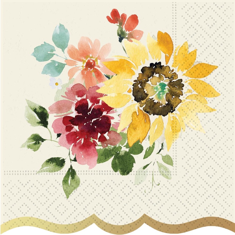 Elegant Sunflowers Beverage Napkins Pack of 16