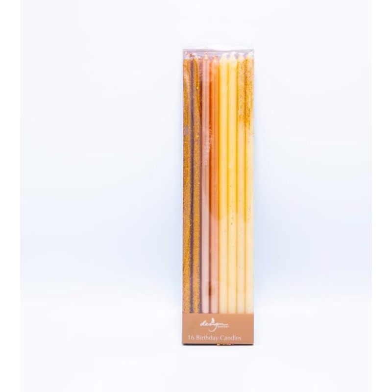 Extra Long Assorted Rose Gold Glitter Candles Pack of 16