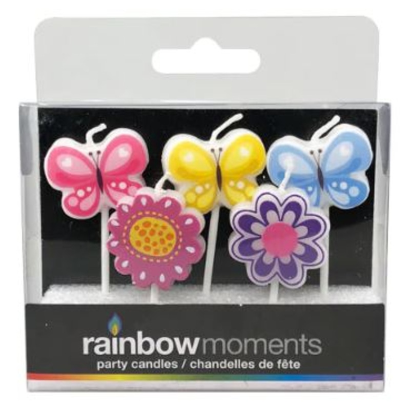 Flowers & Butterflies Candles Pack of 5