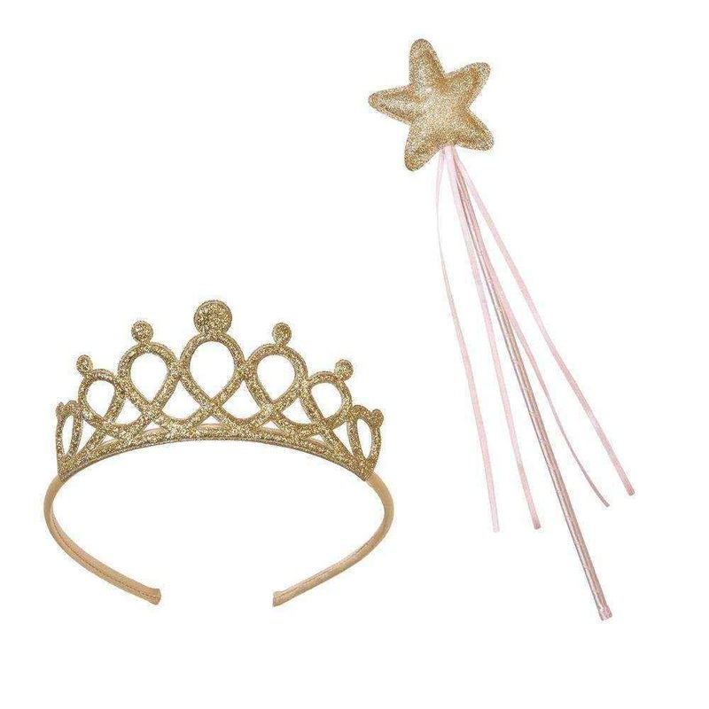 Gold Dress Up Tiara & Wand Set