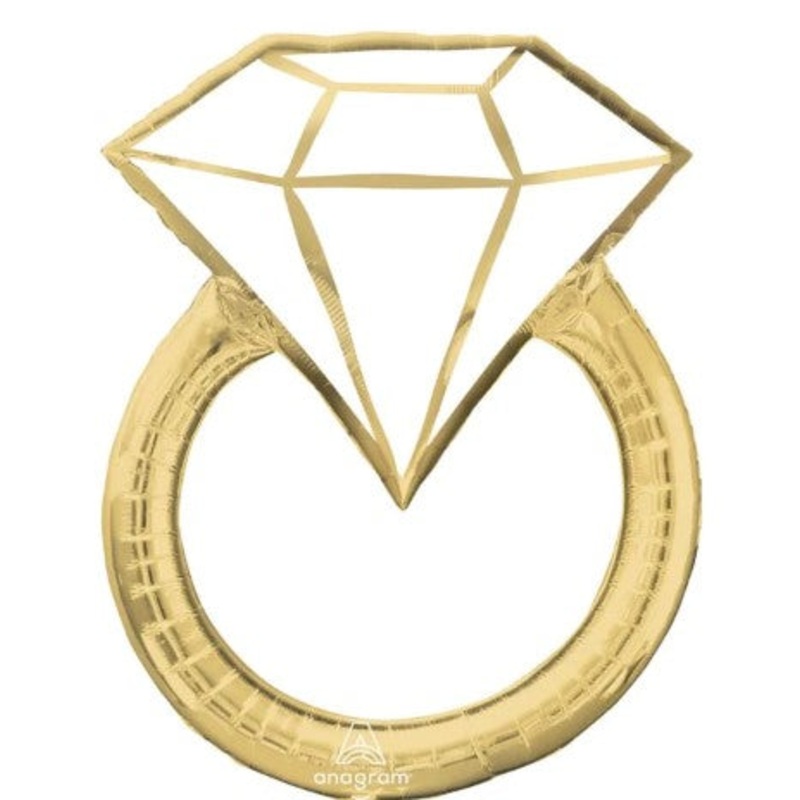 Gold Engagement Ring Foil Balloon 24Inches