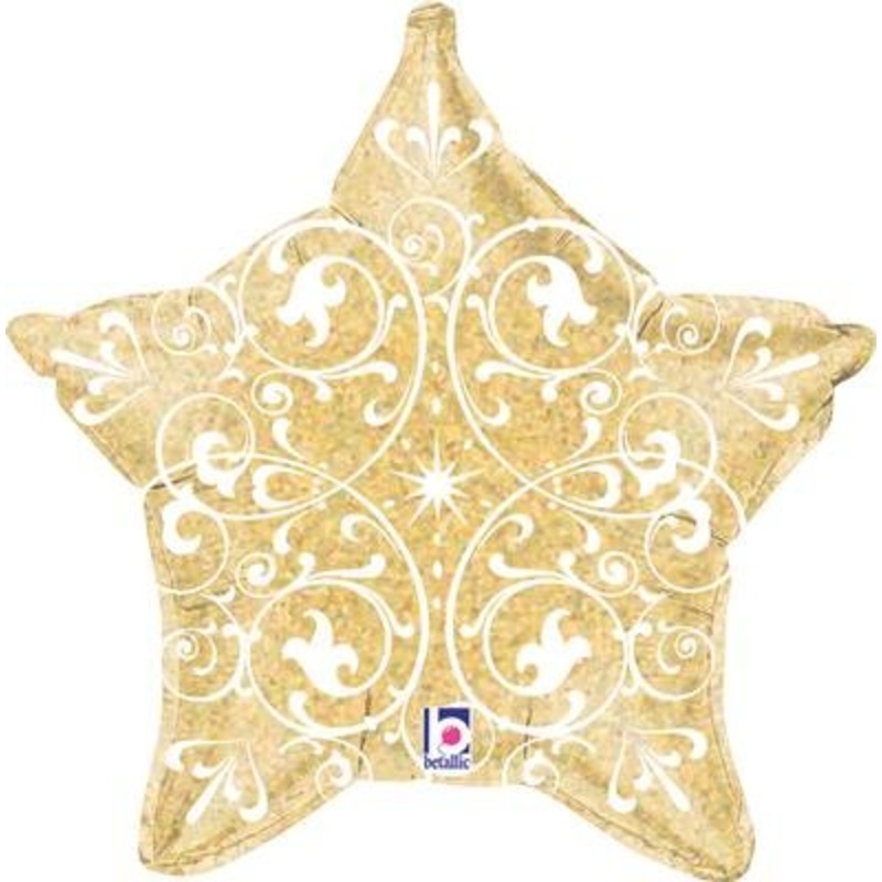 Gold Filigree Star Foil Balloon 21Inches