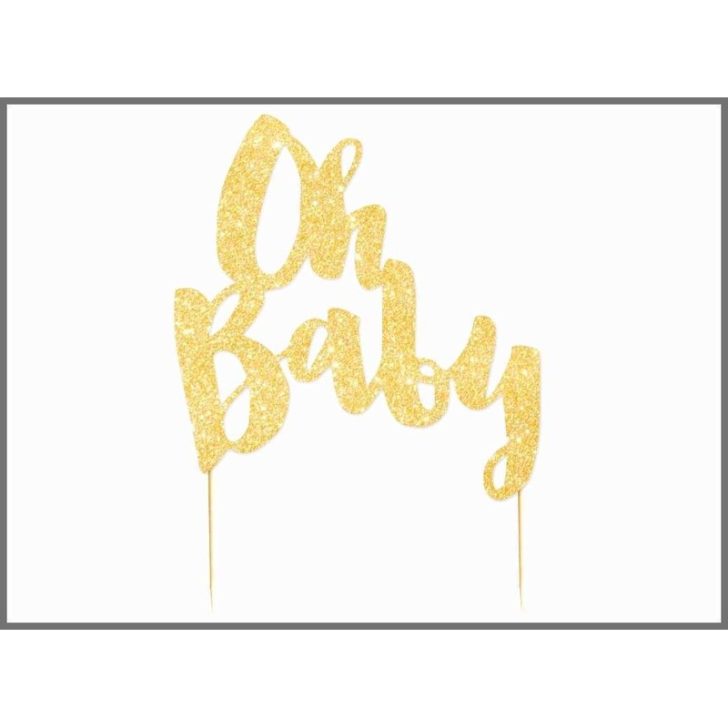 Gold "Oh Baby" Glitter Cake Topper