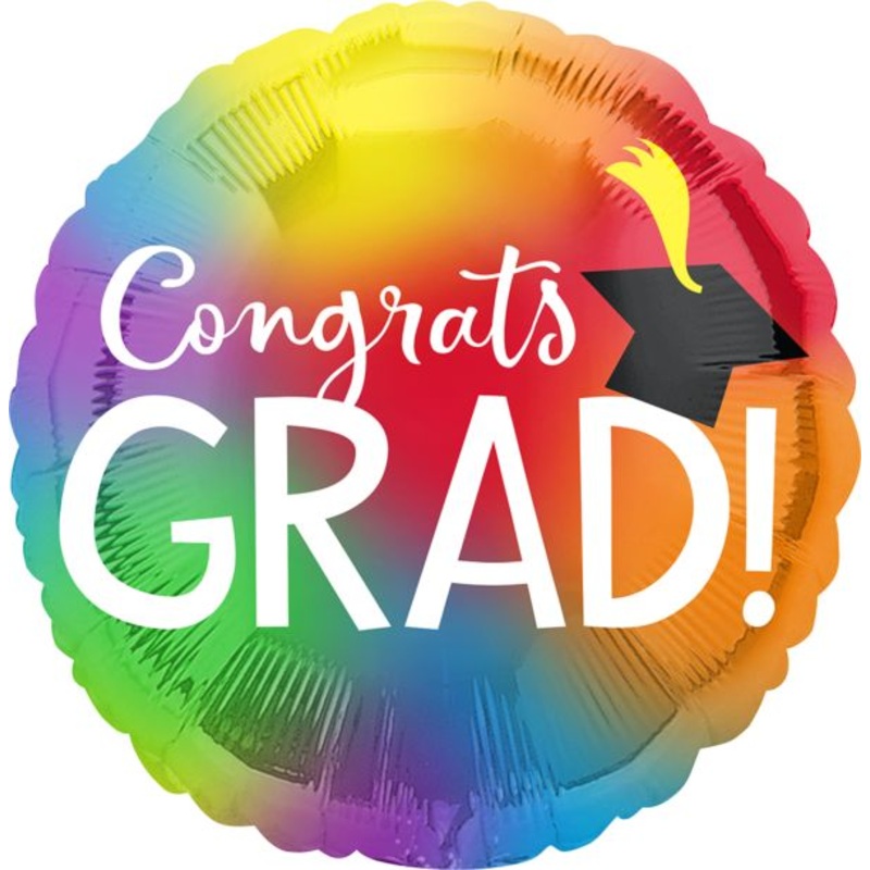Graduation Congrats Rainbow Foil Balloon 28Inches