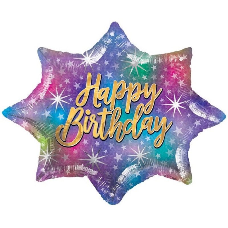 Happy Birthday Burst Sparkle Foil Balloon 28Inches