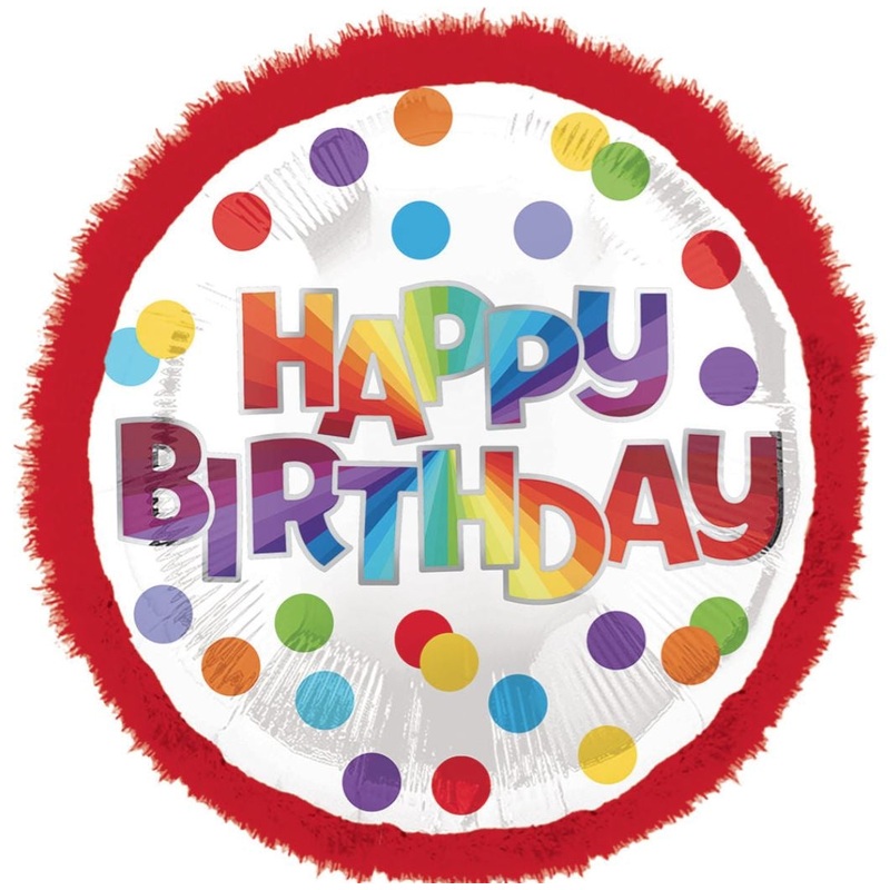 Happy Birthday Dots & Red Boa Foil Balloon 32Inches