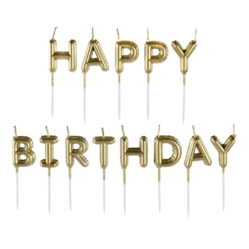 Happy Birthday Gold Pick Candles Pack of 13