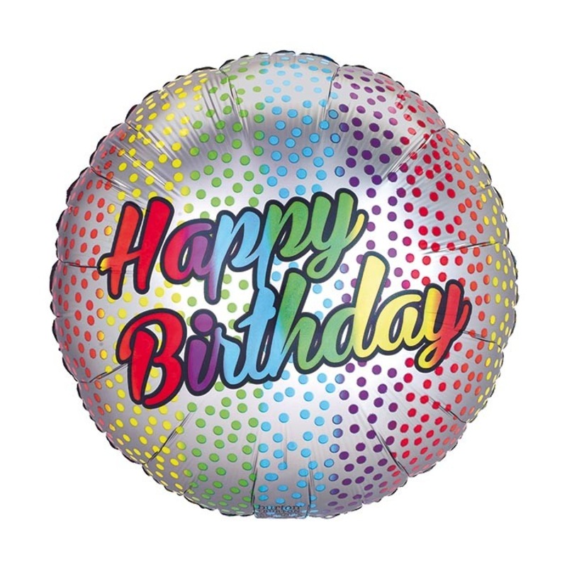 Happy Birthday Rainbow Dots Foil Balloon 18Inches