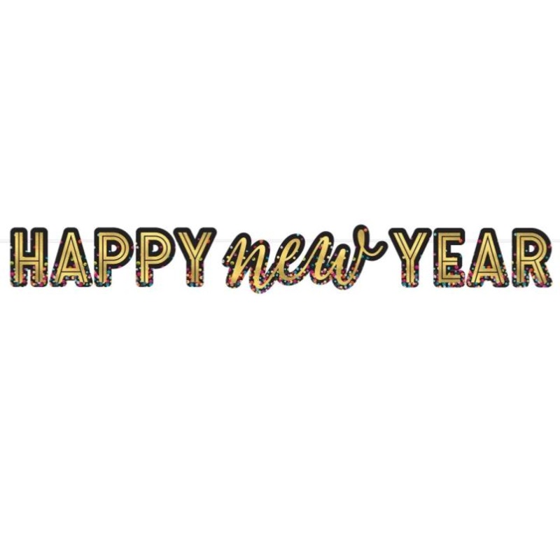 Happy New Year Gold Foil Letter Banner