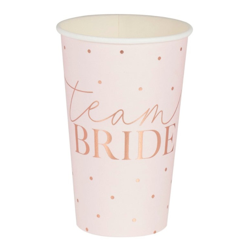 Rose Gold Team Bride Large Hen Party Cups Pack of 8