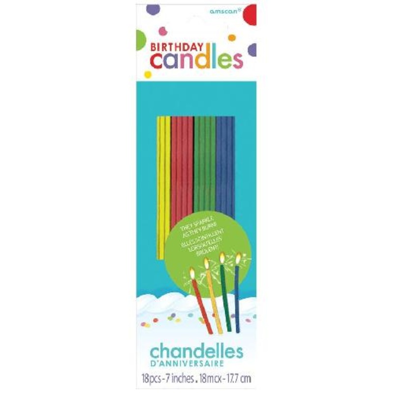 Slim Sparkler Candles Primary Pack of 18