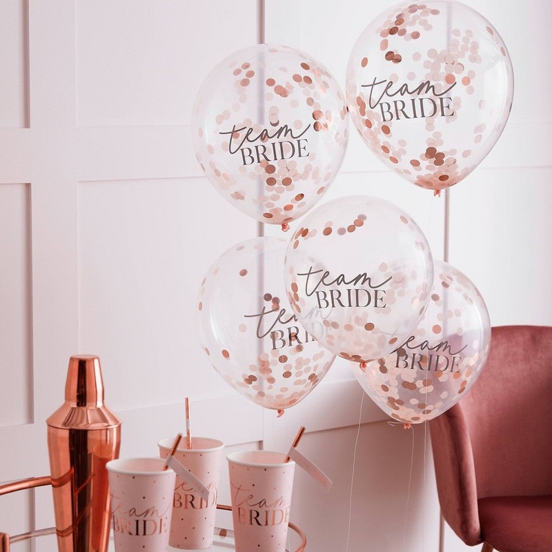 Team Bride Latex Confetti Balloons 12Inches Pack of 5