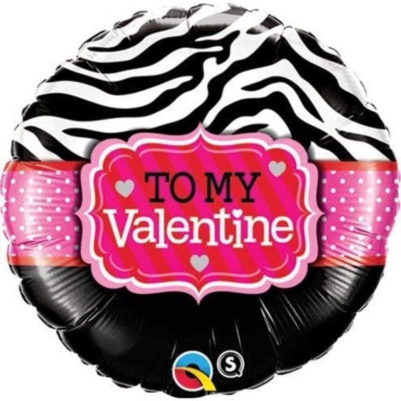 Valentine Zebra Stripes Foil Balloon 18inches